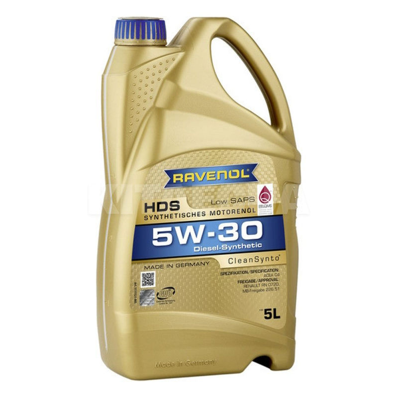 Масло моторне синтетичне 5л 5w-30 hds RAVENOL (RAV HDS SAE 5W30 5L)