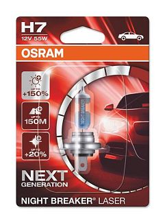 Галогенна лампа H7 55W 12V Night Breaker +150% Osram
