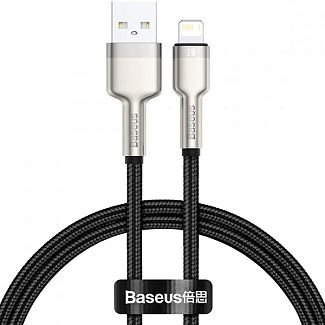 Кабель USB Lightning 2.4А Cafule Metal 0.25м чорний BASEUS