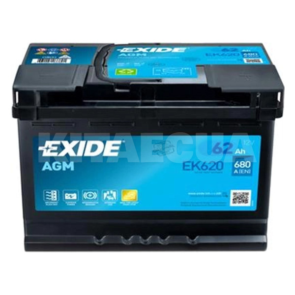 Аккумулятор автомобильный 62Ач 680А "+" справа EXIDE (EK620)