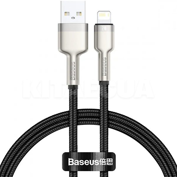 Кабель USB Lightning 2.4А Cafule Metal 0.25м чорний BASEUS (CALJK-01)