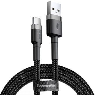 Кабель USB Type-C 3A Cafule 2м сірий/чорний BASEUS