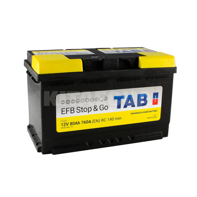 Акумулятор автомобільний 80Ач 760А "+" праворуч TAB (212 080)