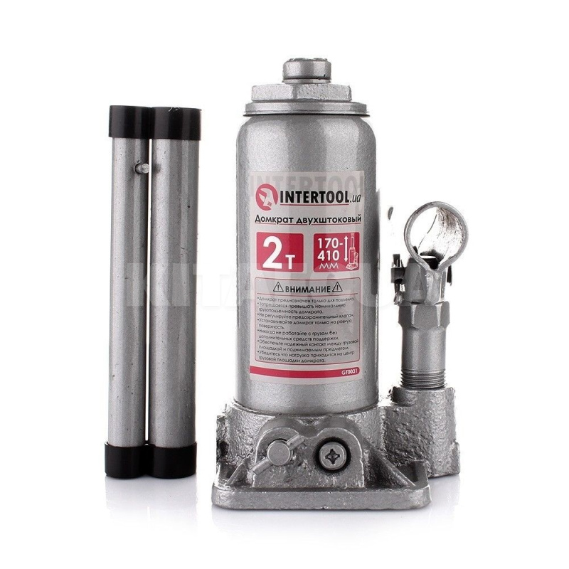 Домкрат гидравлический бутылочный до 2 т (135мм-345мм) Intertool (GT0031)