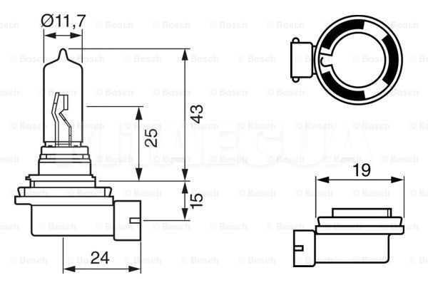 Галогенная лампа H9 65W 12V Pure Light Bosch (BO 1987302082) - 2