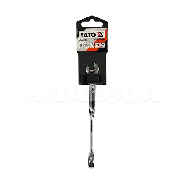 Ключ рожково-накидний 9 x 160 мм кручений 90° з тріскачкою YATO (YT-01871) - 2