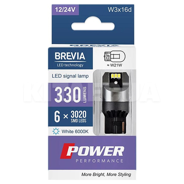 LED лампа для авто Power W3x16d 6000K (комплект) BREVIA (10110X2) - 2