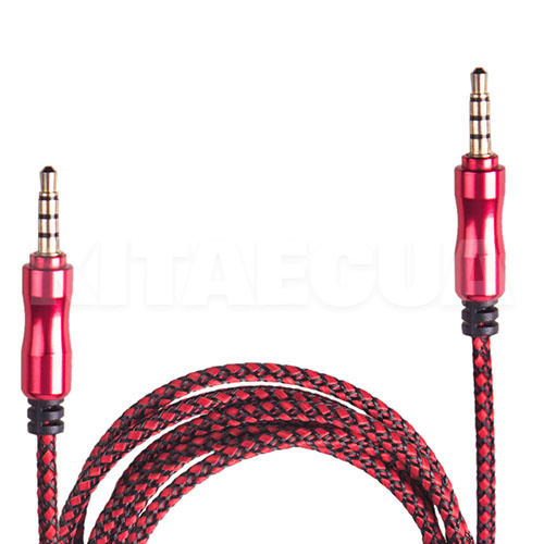 Кабель mini Jack 3.5 mm - mini Jack 3.5 mm 1.5м 3.5 ммA красный VITOL (AUX Rd/Bk)