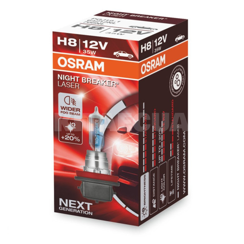 Галогенная лампа H8 35W 12V Night Breaker +200% Osram (OS 64212NL) - 2