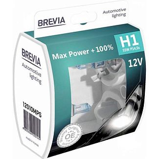Галогенні лампи H1 55W 12V Max Power +100% комплект BREVIA