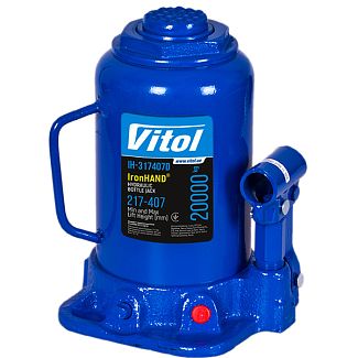 Домкрат гидравлический бутылочный до 20т (217мм-407мм) телескопический IronHAND