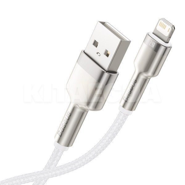 Кабель USB Lightning 2.4A Cafule Metal 1м білий BASEUS (CALJK-A02) - 4