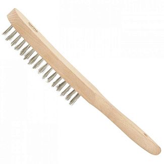 Щітка з металу 3-рядна нержавіюча сталь з дерев'яною ручкою TOPTUL