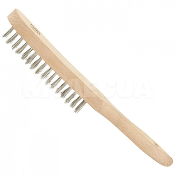 Щетка по металлу 3-рядная нержавеющая сталь с деревянной ручкой TOPTUL (NBAA0315)