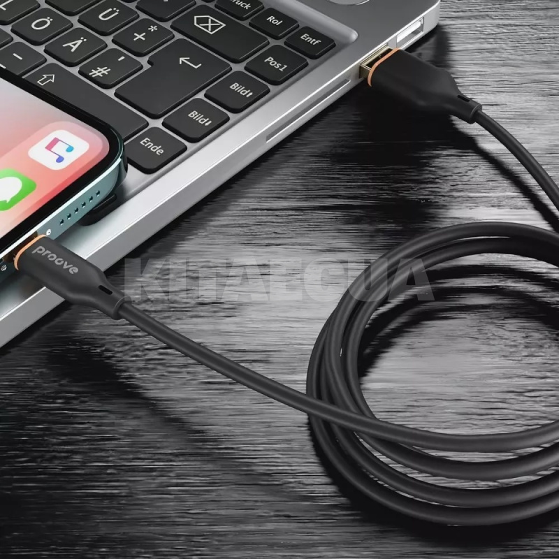 Кабель Type-C Lightning 27W 1м Jelly Silicone чорний PROOVE (492000001) - 3