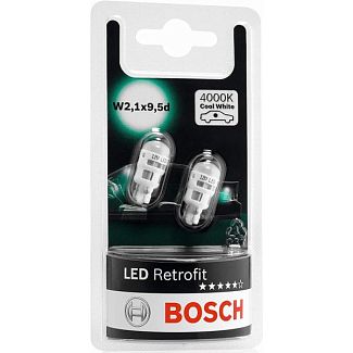 LED лампа для авто Retrofit W2.1x9.5d 1W 4000К (комплект) BOSCH