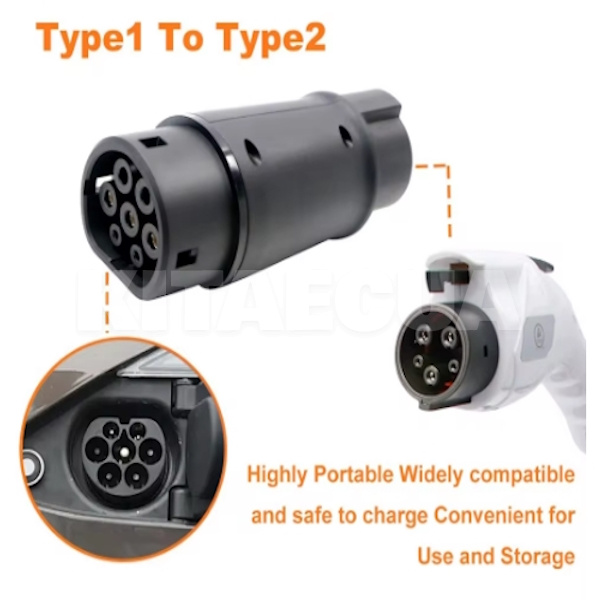Переходник 7.4 кВт 32А 1-фаза Type 1 (станция) - Type 2 (европейское авто) GUWIEYG (P-T1T2) - 6
