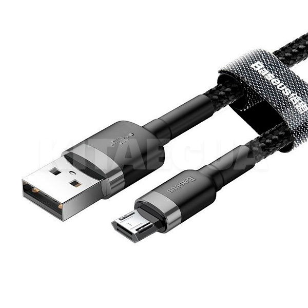 Кабель USB - microUSB Cafule 2.4А 1м серый/черный BASEUS (CAMKLF-BG1) - 2