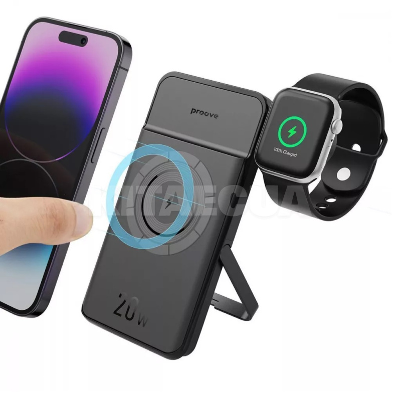 Повербанк Qi Power Stand 2in1 10000mAh 20W черный PROOVE (577320001) - 2