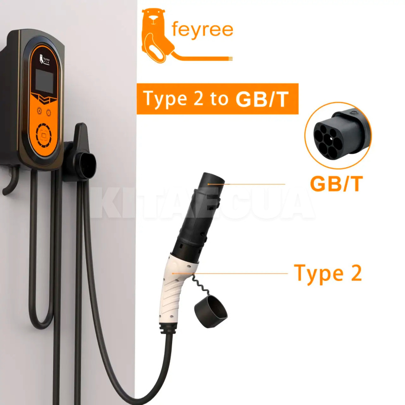 Перехідник 22 квт 32А 3-фази TYPE 2 (станція) - GB/T AC (китайське авто) FEYREE на HONDA e:NS1 (P-T2GBT3) - 7