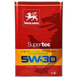 Масло моторное синтетическое 4л 5W-30 Supertec WOLVER