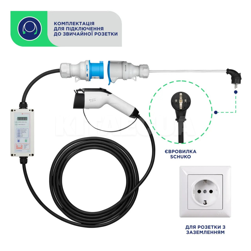 Зарядка для електромобіля Type 1 7.4 кВт 32А 1-фаза PRO+ UACHARGER (CHC-PR120711HL-21-9) - 2