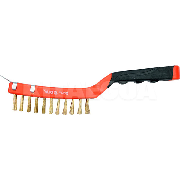 Щітка з металу 4-рядна латунна з пластиковою ручкою + Скребок YATO (YT-6345) - 2