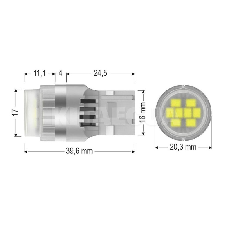 Светодиодная лампа V8 9/18V W21W 5500K (компл.) AMS (41269) - 5