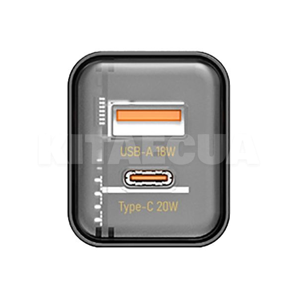 Зарядний пристрій Fast Charge 20W + Quick Charge 3.0 USB. Type-C PD чорний прозорий Xinrui A49 Proda (PD-A49-BK) - 2