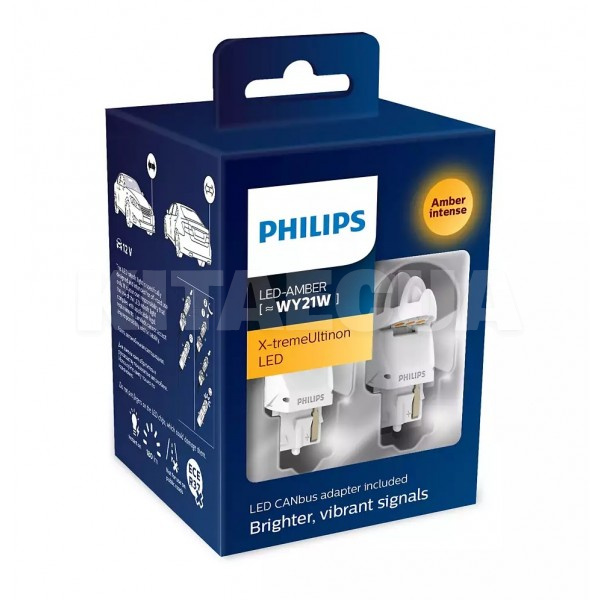 LED лампа Ultinon X-treme W3x16d 1.8W amber (комплект) PHILIPS (11065XUAXM)