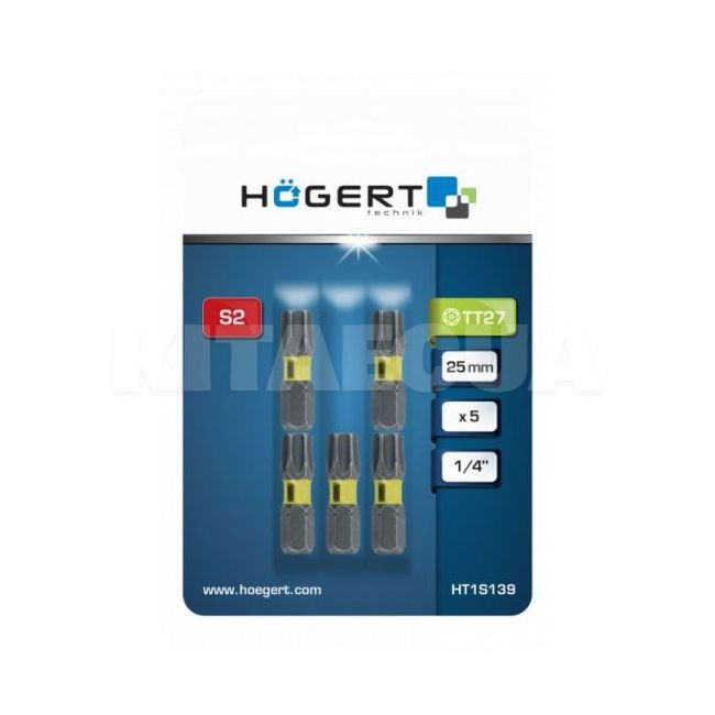 Біта ударна Тorx 27 1/4" 25 мм 5 шт HOGERT (HT1S139) - 2