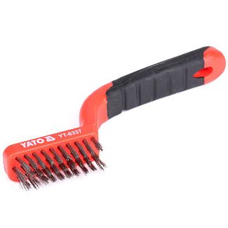Щітка з металу 3-рядна нержавіюча сталь з пластиковою ручкою YATO