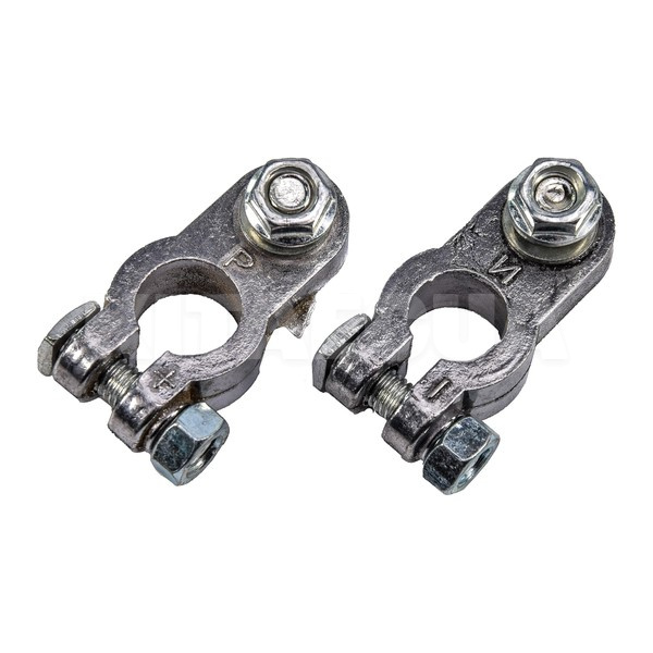 Клеми акумуляторні (-/+) алюмінієво-магнієвий сплав з притискною планкою (комплект) Дорожня карта (DK-TM06)