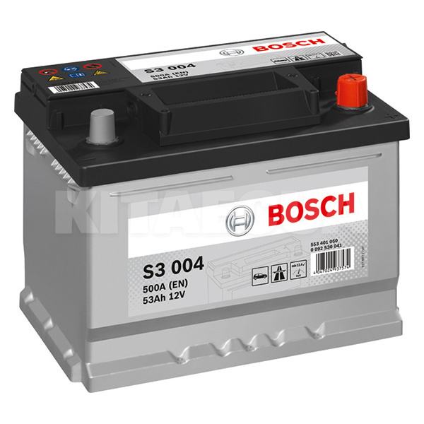 Аккумулятор автомобильный S3 004 53Ач 500А "+" справа Bosch (0 092 S30 041)