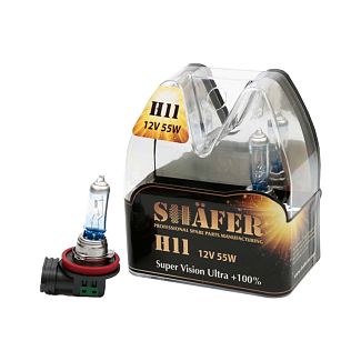 Галогенная лампа H11 55W 12V Super Vision Ultra +100% комплект SHAFER