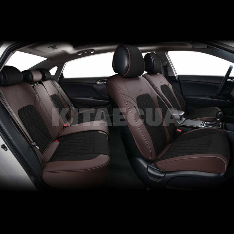 Чехлы на сиденья черно-коричневые с подголовником 3D Malibu BELTEX (BX89700) - 5