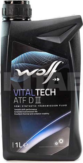 Масло трансмиссионное полусинтетическое 1л (в ГУР) VitalTech ATF DIII WOLF (8305306)
