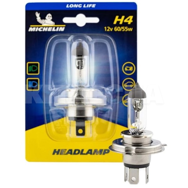 Галогенна лампа H4 60/55W 12V Long LIFE Michelin (W32248)