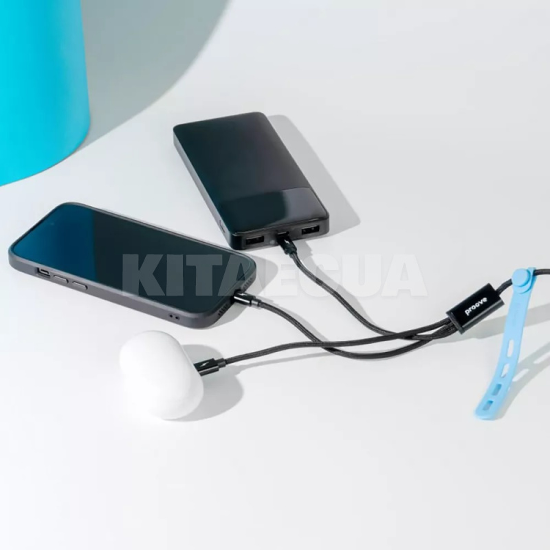 Кабель 3in1 USB to Type-C/Micro USB/Lightning 3А 1.2м черный PROOVE (491920001) - 6