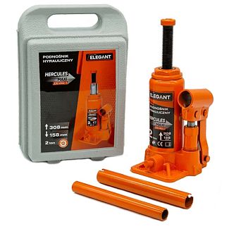 Домкрат гидравлический бутылочный до 2т (158мм-308мм) пластиковый кейс EL 330 002/1 ELEGANT