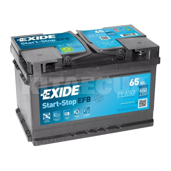 Акумулятор автомобільний 65Ач 650А "+" праворуч EXIDE (EL652)