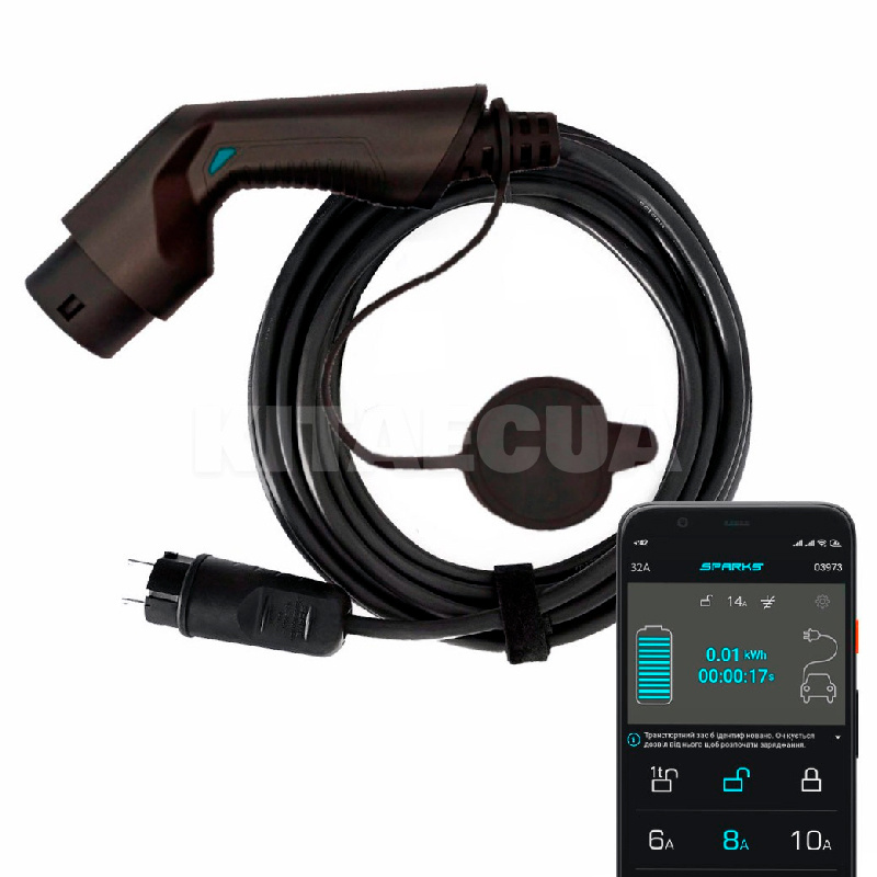 Зарядка для електромобіля Type 2 3.7 Квт 16А 1-фаза Travel Smart SPARKS (TS16T2)