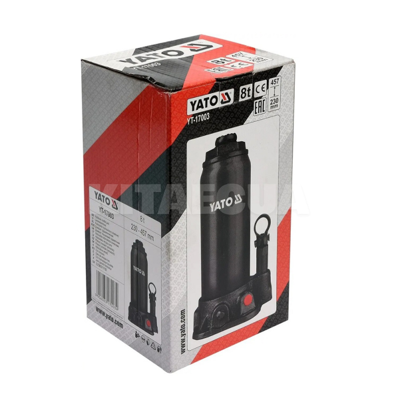 Домкрат гідравлічний пляшковий до 8т (230-457мм) YATO (YT-17003) - 3