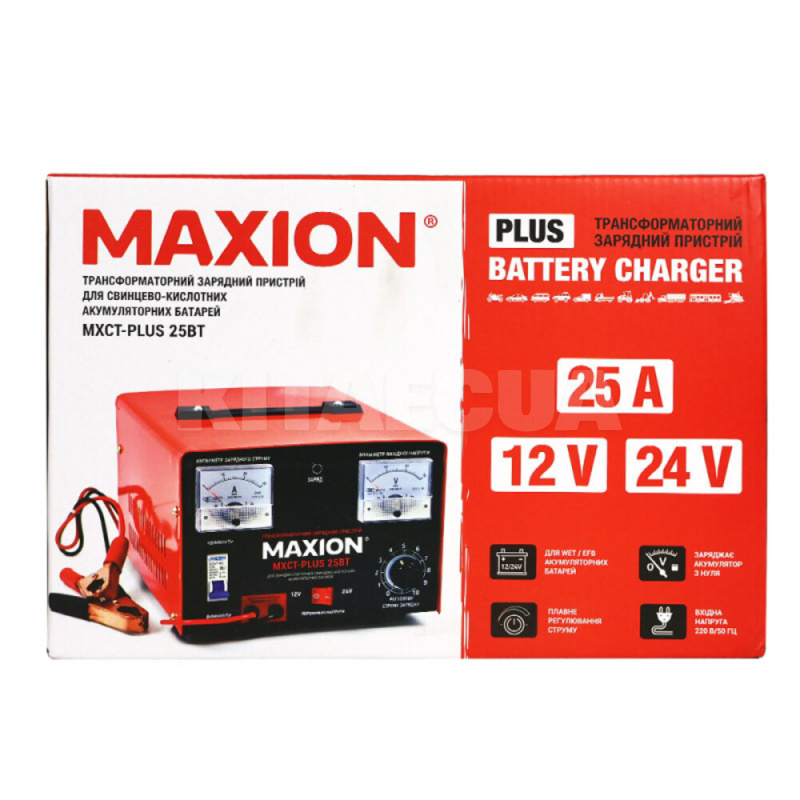 Зарядное устройство для аккумулятора 12В/24В 250Ач трансформаторное MAXION (MXCT PLUS-25BT) - 5