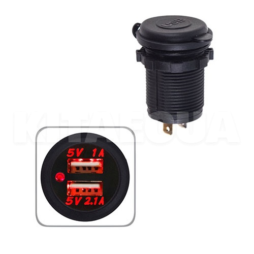 Автомобільний зарядний пристрій 12/24 В 3.1 а врізне біле підсвічування VITOL (10252-Vitol) - 2