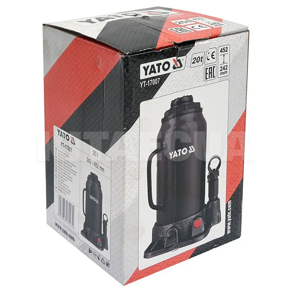 Домкрат гідравлічний пляшковий 20т (242мм-452мм) YATO (YT-17007) - 2