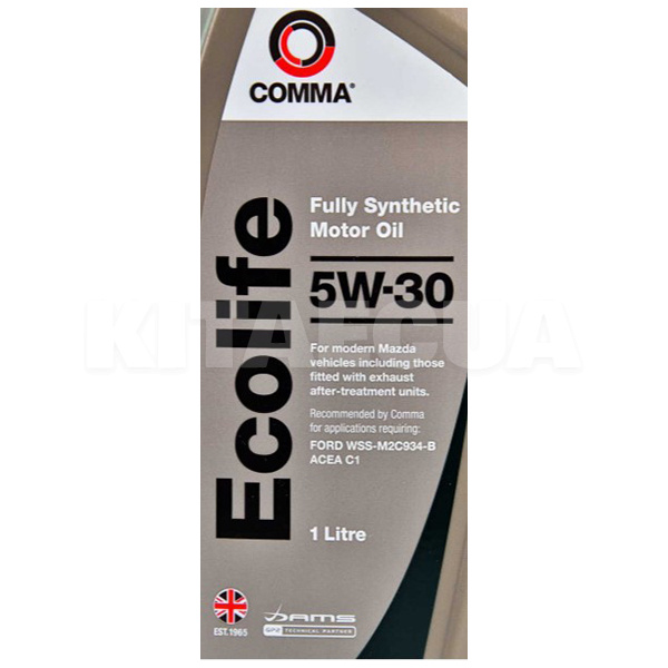Масло моторне синтетичне 1л 5W-30 ECOLIFE COMMA (BA12E5) - 2