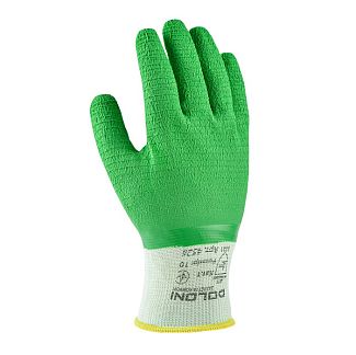 Перчатки рабочие антискользящие трикотажные с латексным покрытием зеленые XL Extragrab DOLONI