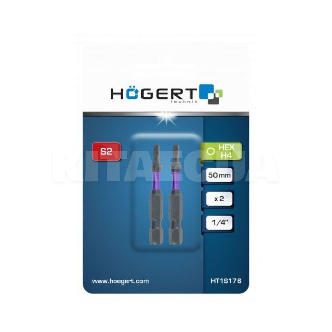 Біта ударна H4 1/4" 50 мм 2 шт HOGERT (HT1S176) - 2