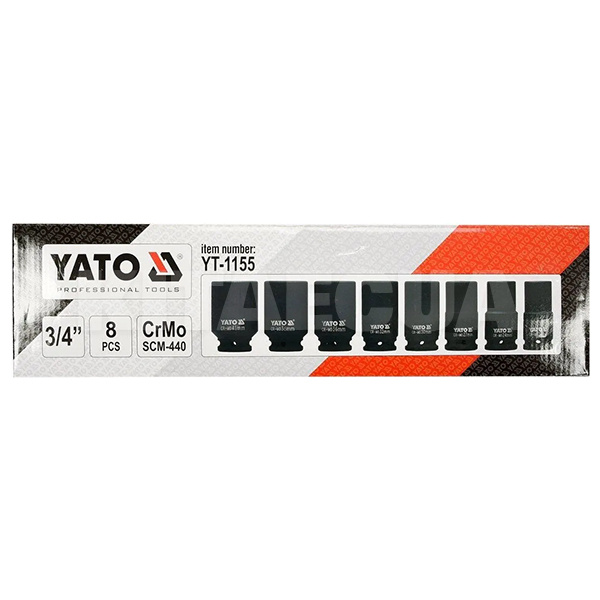 Набор головок торцевых ударных 3/4" М 22-41 мм 8 предметов YATO (YT-1155-YATO) - 2
